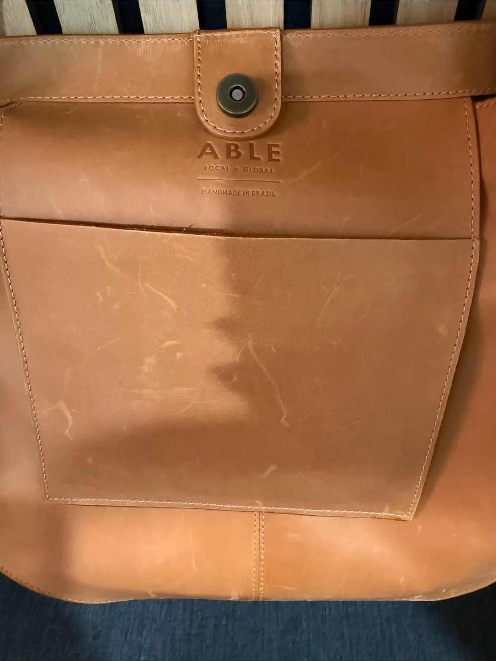 Able Bag Classic Tan Leather Tote Bag - Picture 2 of 2